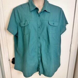 Croft & Barrow Teal Utility Button-Up Shirt – Lightweight, Everyday Casual #0775